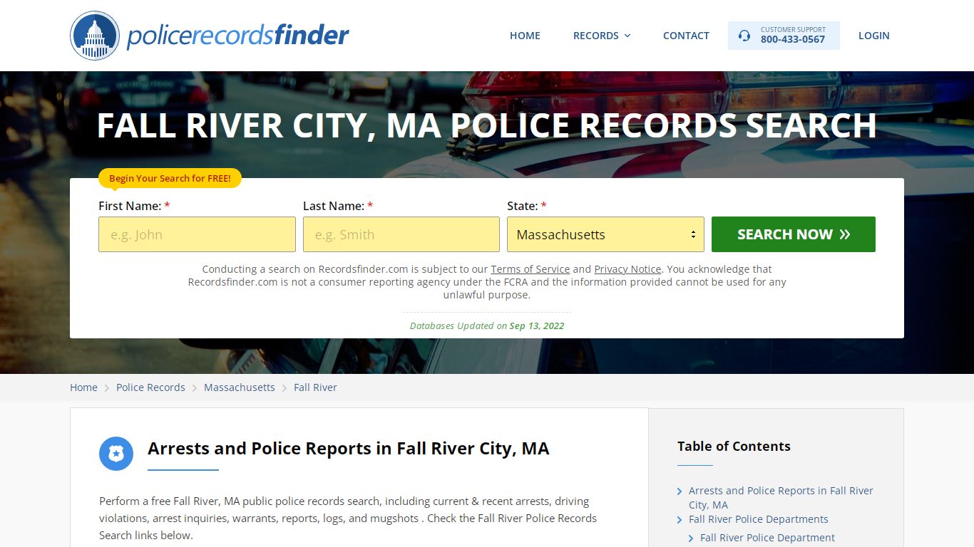 Fall River, Greenwood County, MA Police Reports & Police Department Records